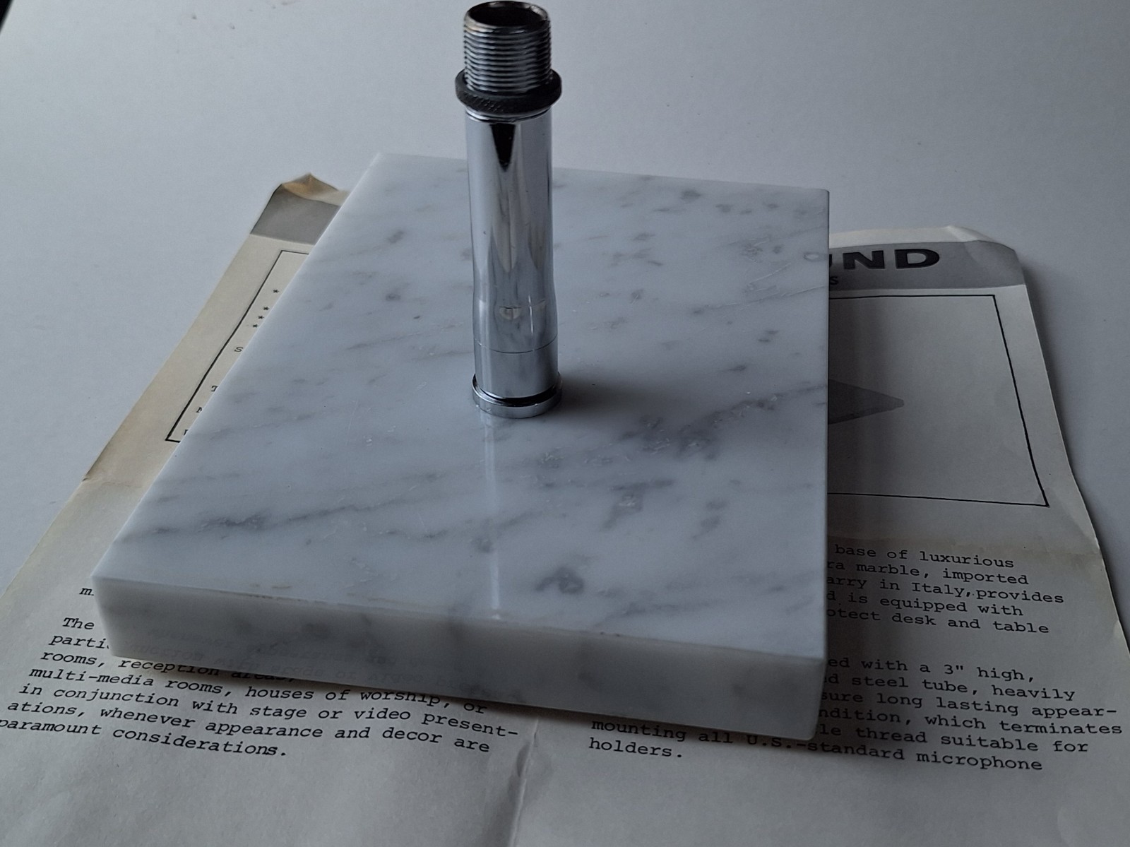 Atlas Sound DS-1 Executive Mic Desk Stand Italian Marble Vintage Audio NIB NOS