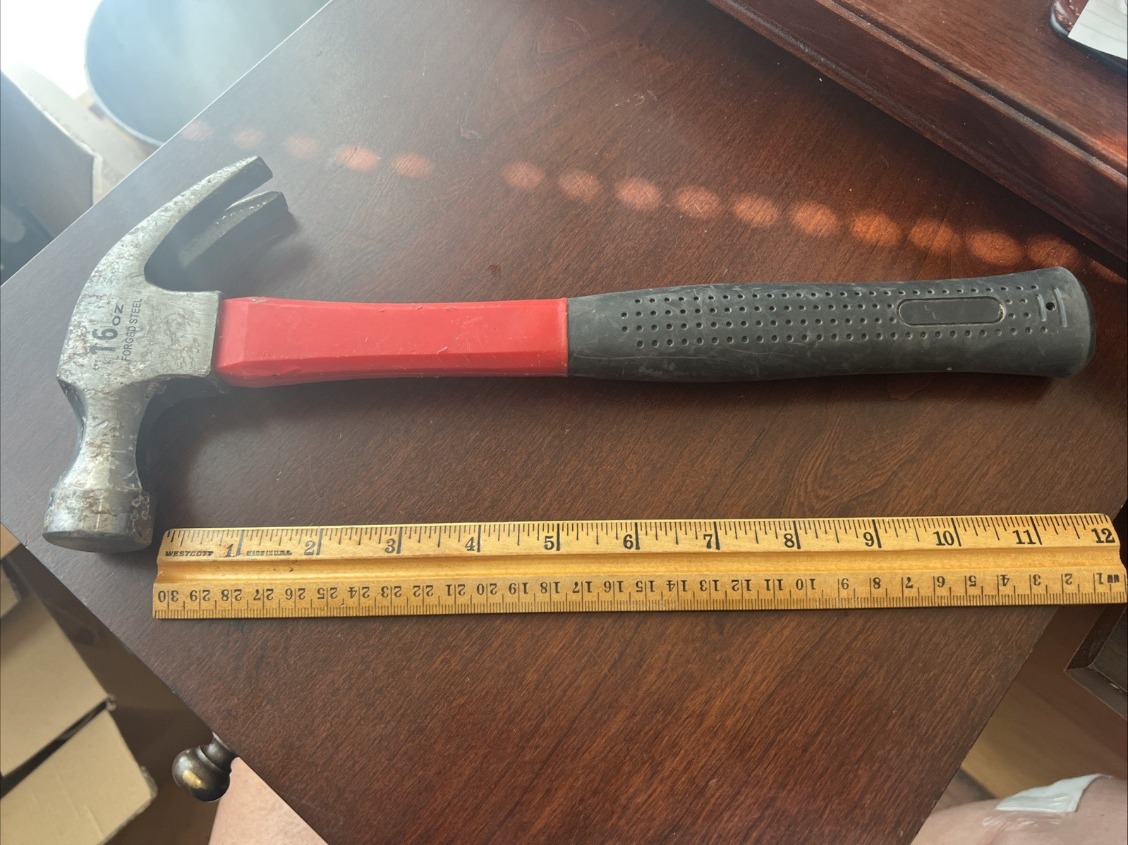 13 inch, 16oz Curved Claw Hammer, 5" Head, sealed eye, rubber grip