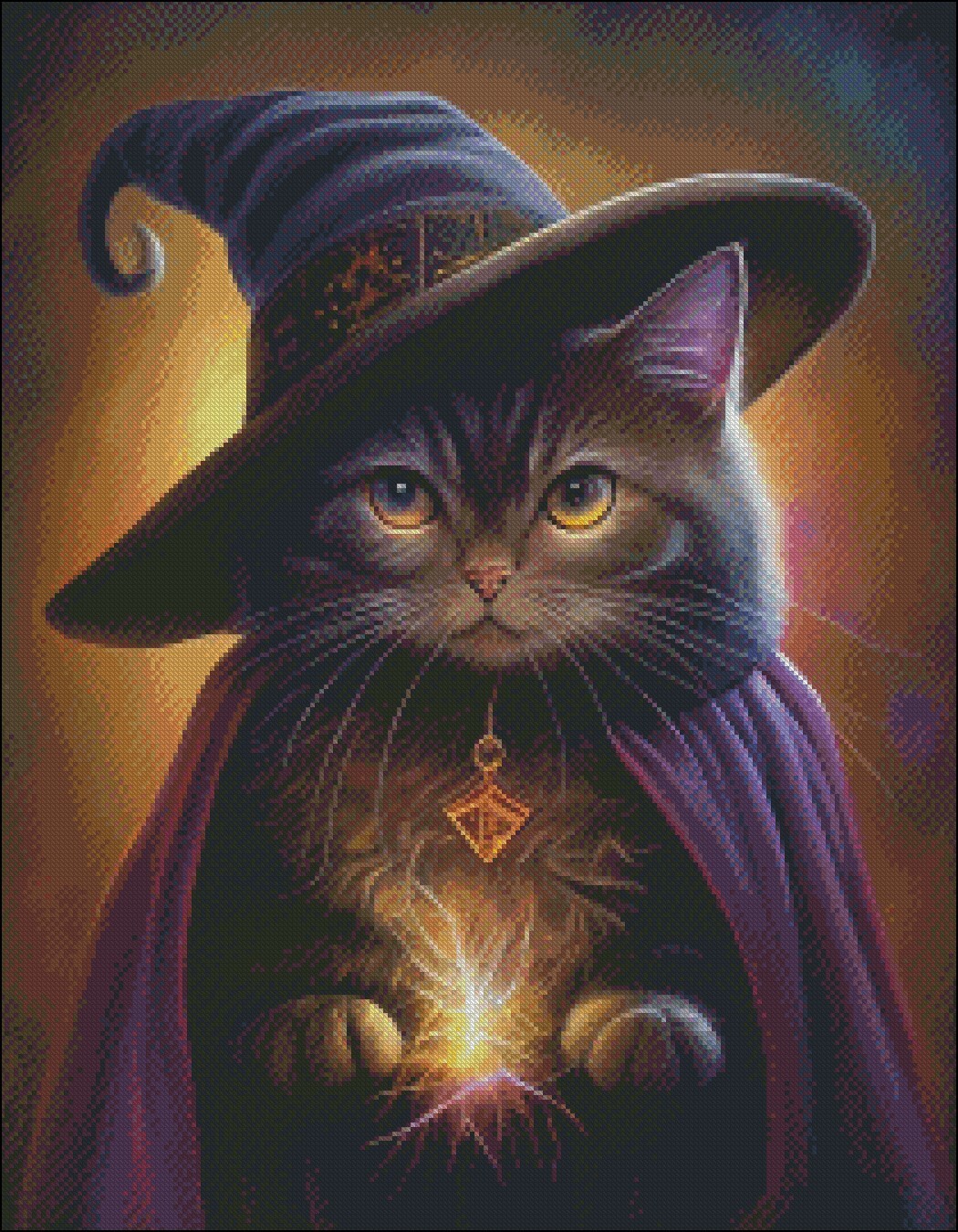 Wizard Kitty - DIY Chart Counted Cross Stitch Patterns Needlework DMC Color