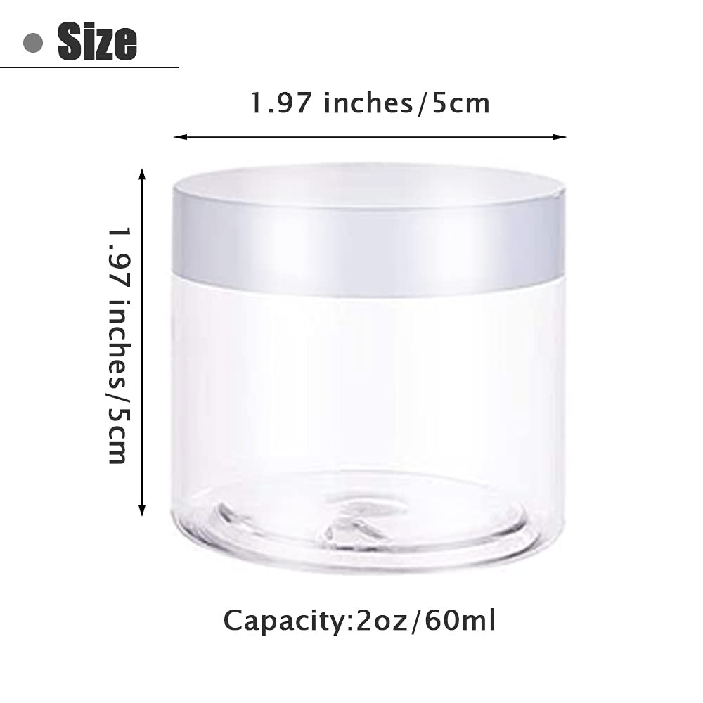 20 PCS 2oz Plastic Empty Jars with LidsWhite,WideMouth Refillable Storage Con