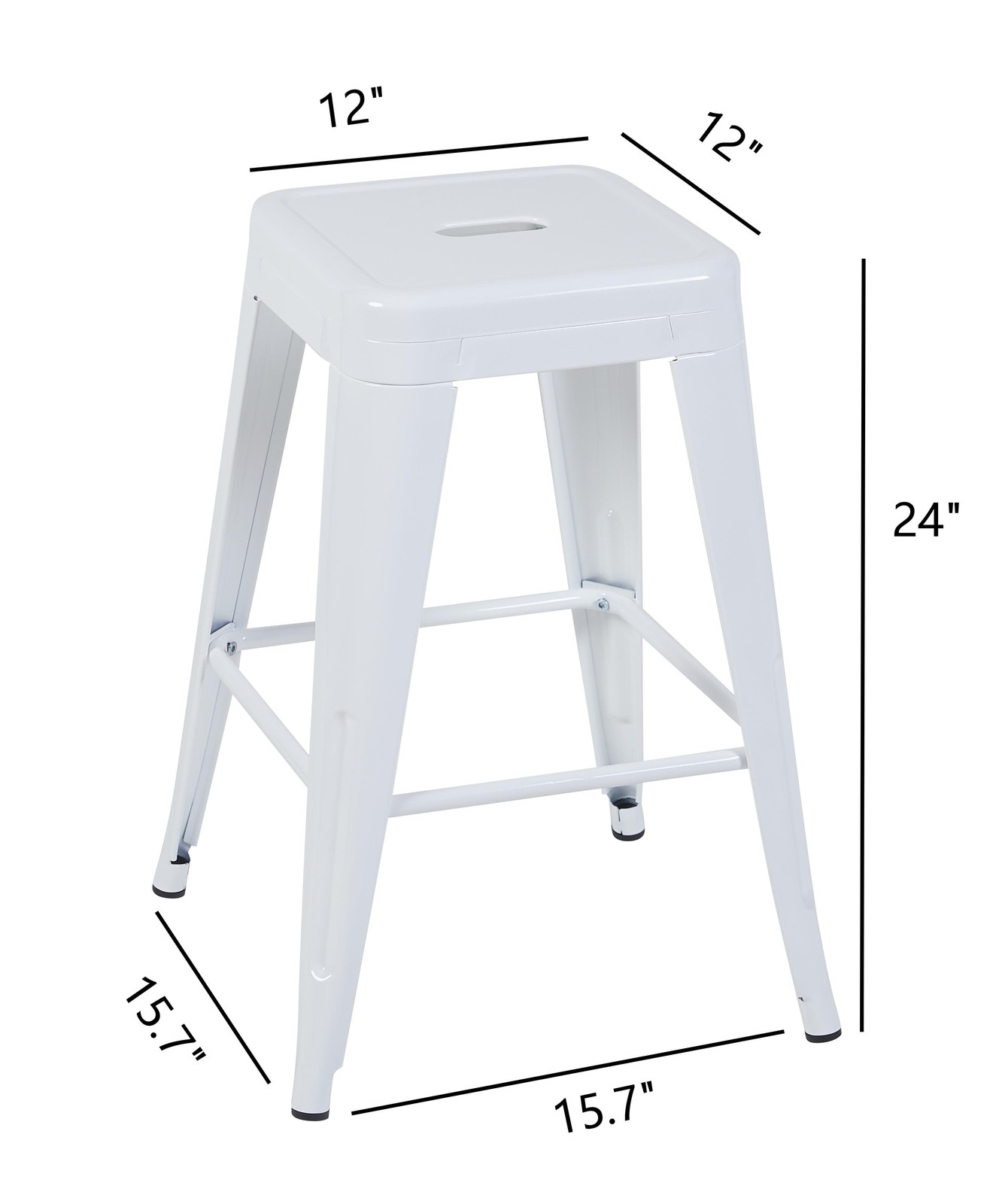 24 Inch Counter Height Stool, Backless Metal Bar Stools Set of 4, Non-Stackabl