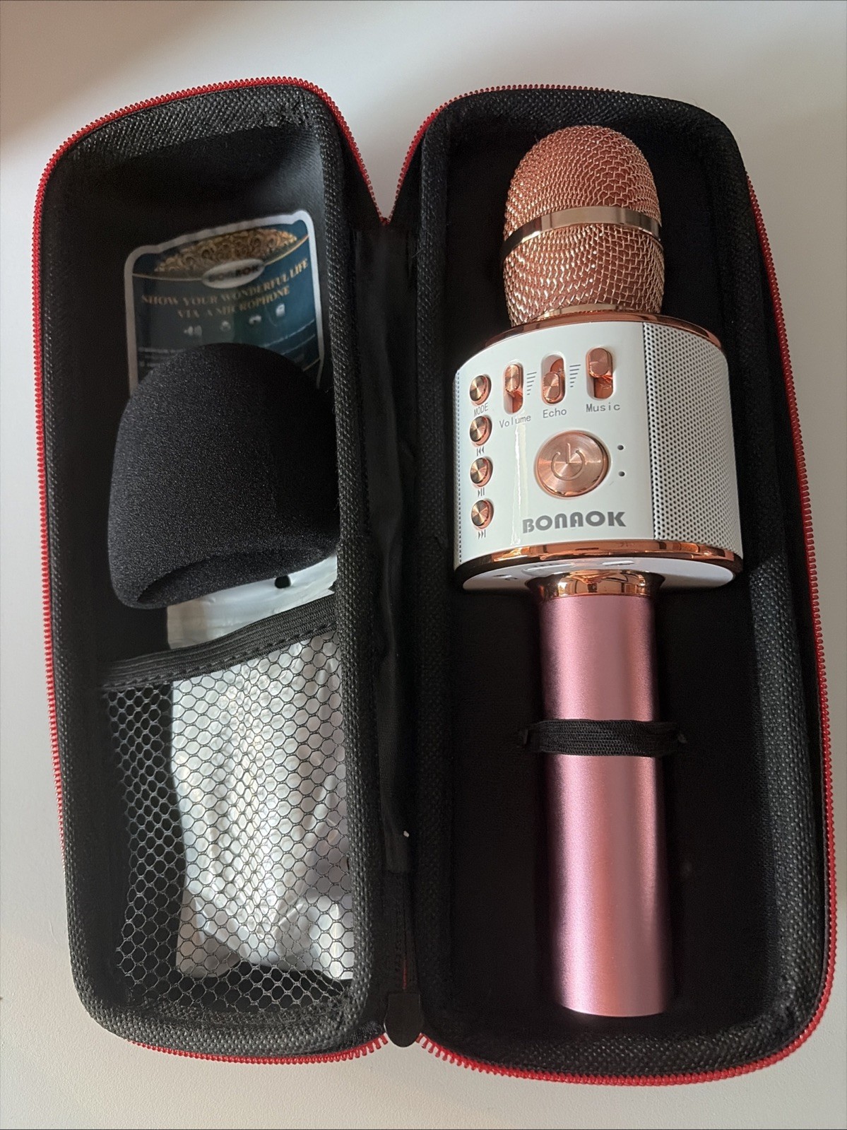 BONAOK Wireless Bluetooth Karaoke Portable Handheld Microphone Speaker