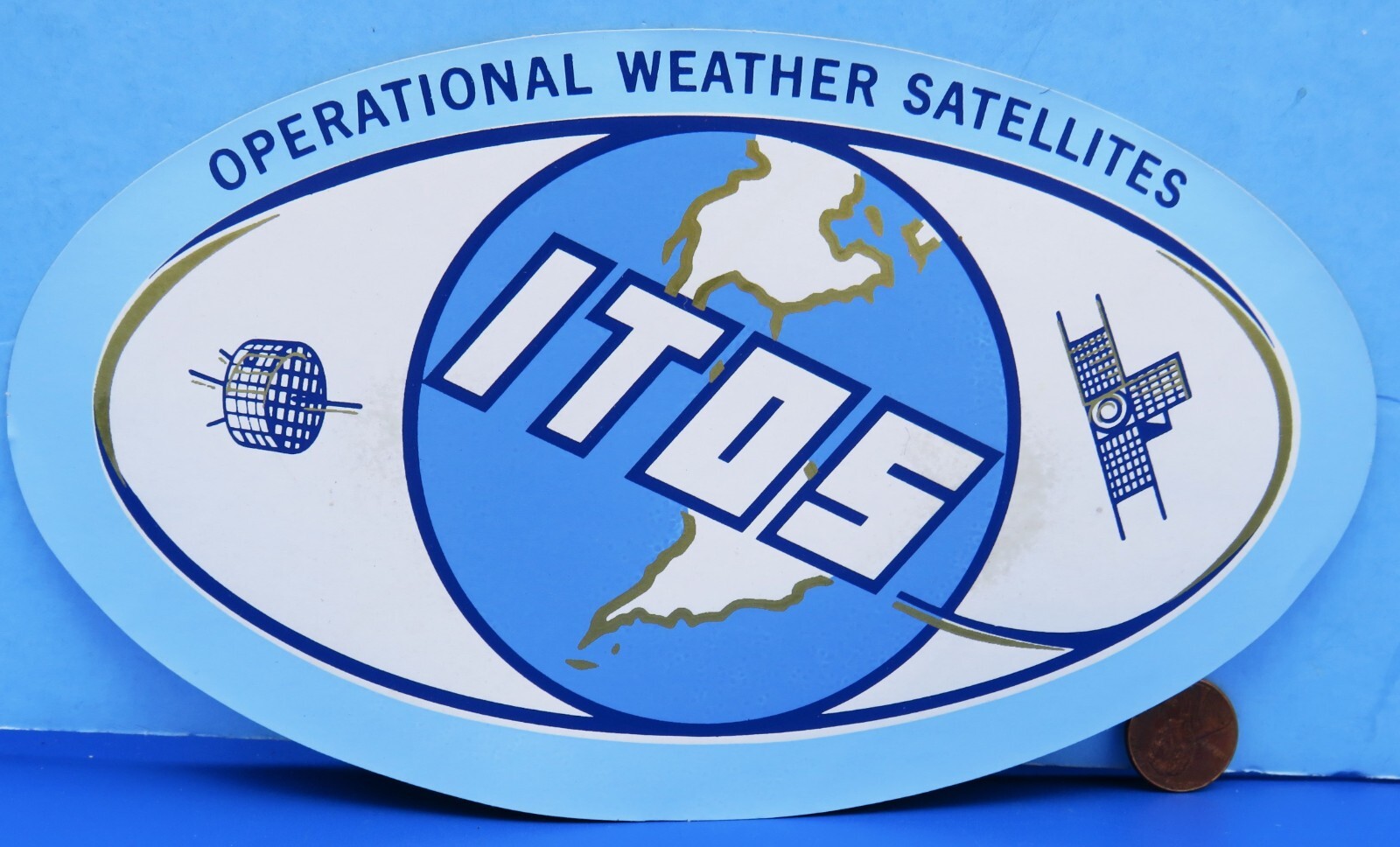 NASA STICKER vtg ITOS Operational WEATHER Satellites Integrated TEST & OPERATION