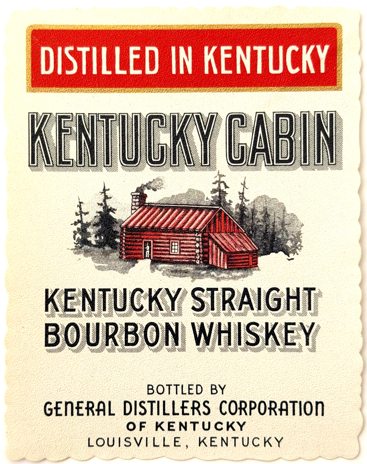 1950s Kentucky Cabin Whiskey Label NOS Unused Bourbon Distillery Kentucky VTG