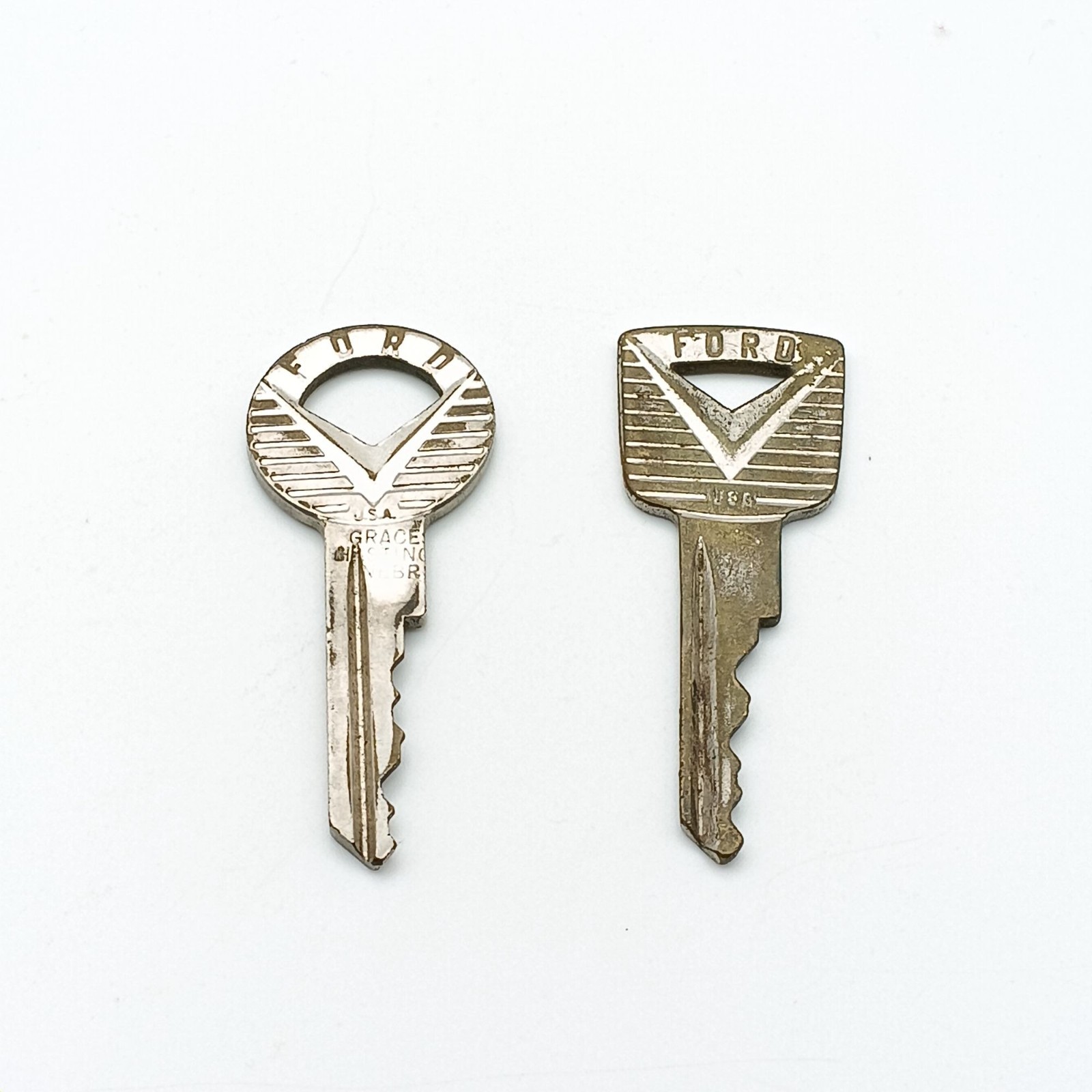 Vintage Ford Falcon Car Key Pair with Chevron Logo USA-Made Collectible Automoti