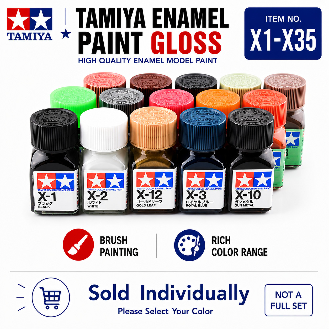Tamiya Color Enamel Paint Gloss 80001-80034 X-1 to X-34 (10ml) Pick Your Color