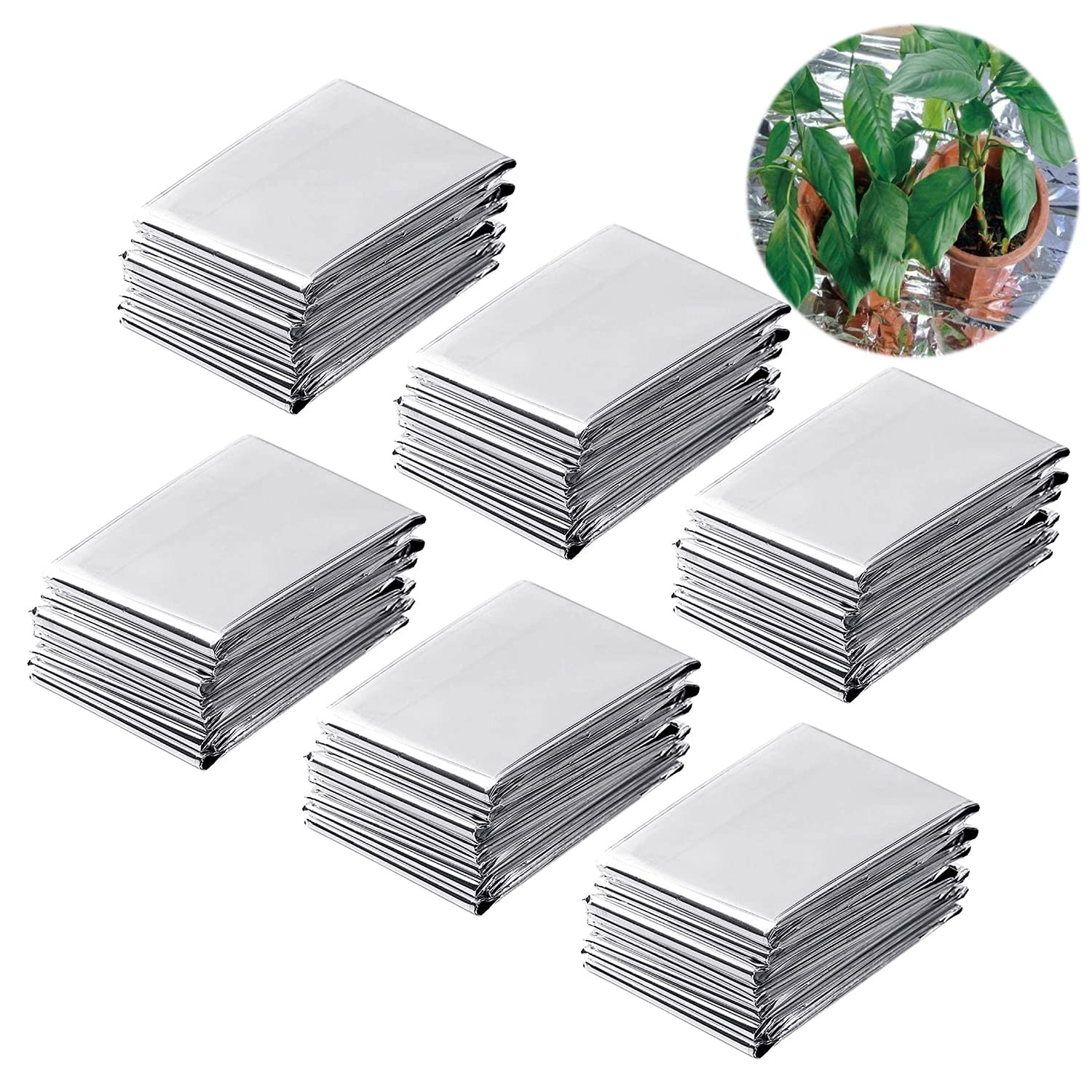 6 Pack Silver Highly Reflective Mylar Films, 82x 47Inch, Metallized Foil Cove...