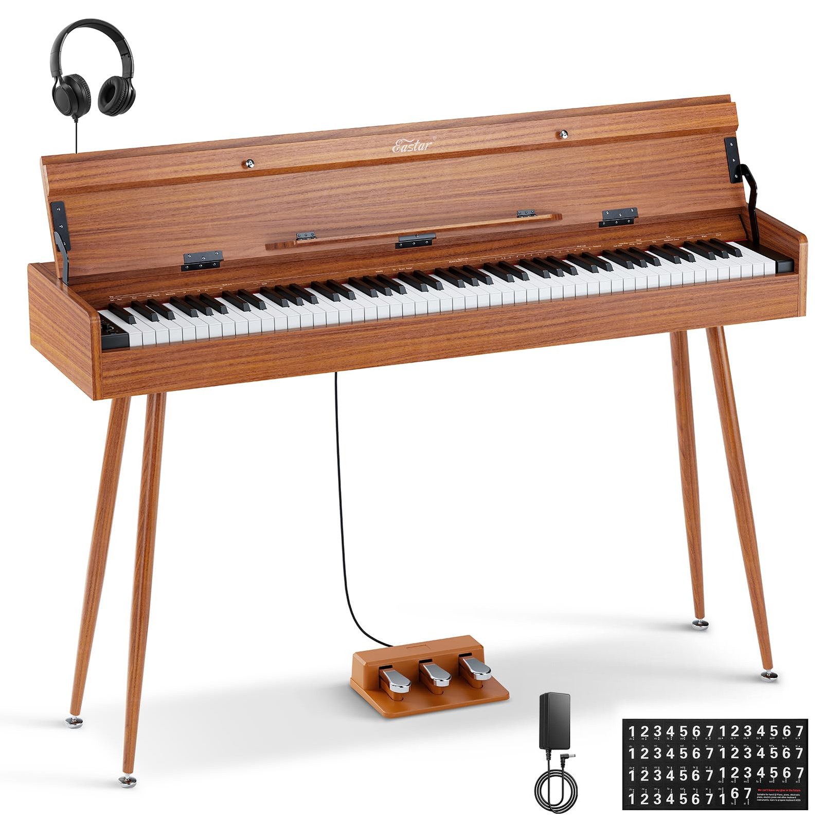 Eastar EUP-100 Digital Piano 88 Key Weighted Keyboard Full Full, Retro Wood