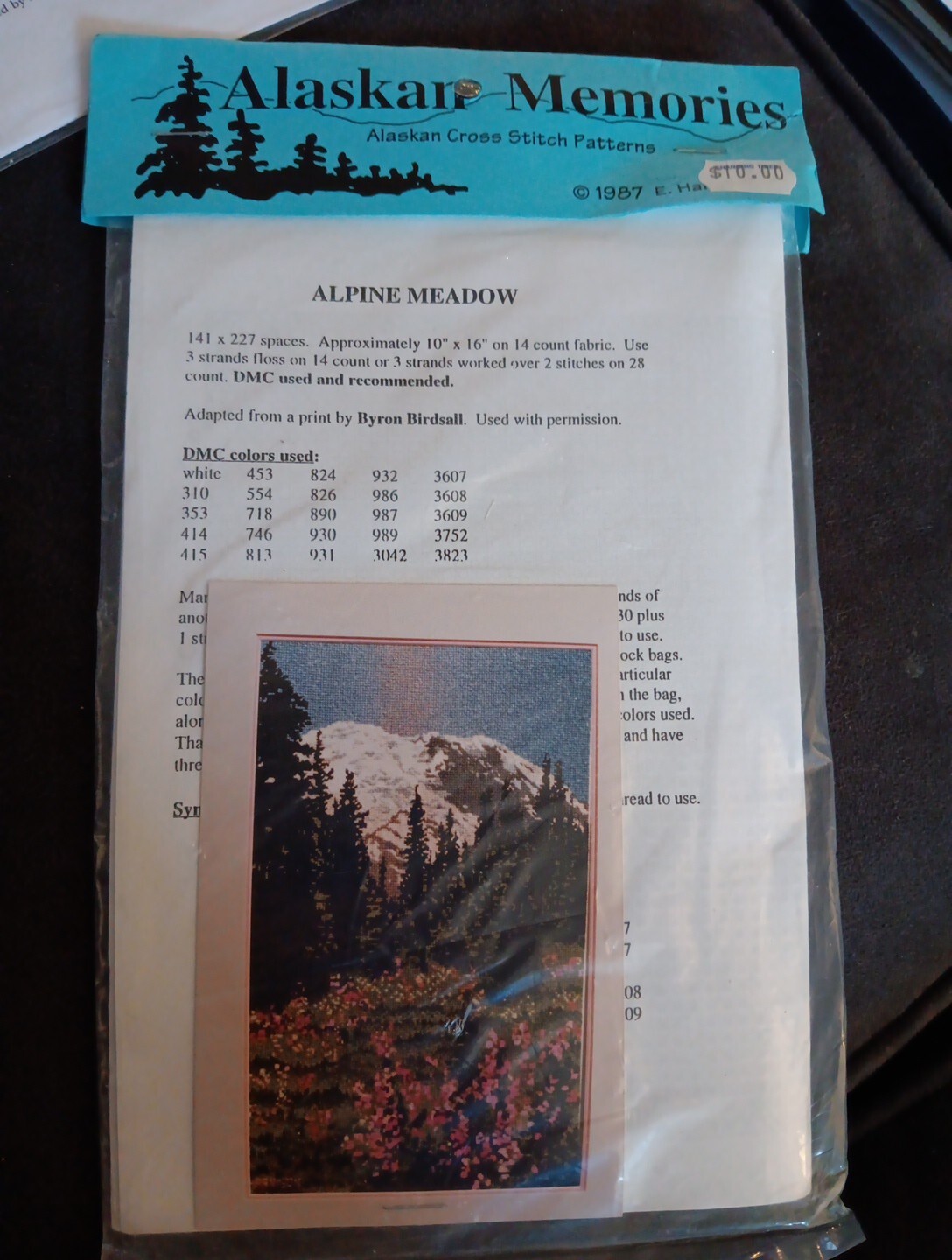 Vtg (1996) Alaskan Memories ALPINE MEADOW Cross Stitch Pattern 10” x 16" NEW