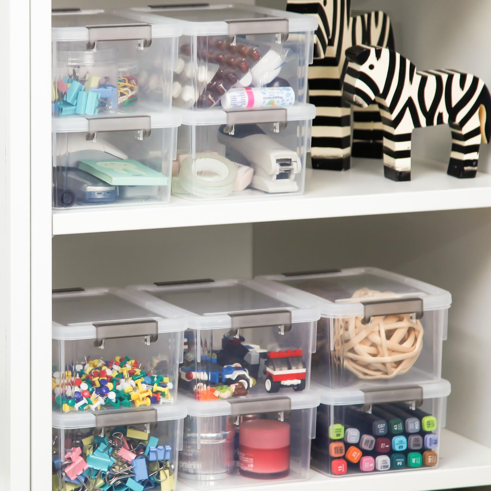 Anywish Clear Plastic Storage Bins with Lids, 3.2 QT, 8 Pack
