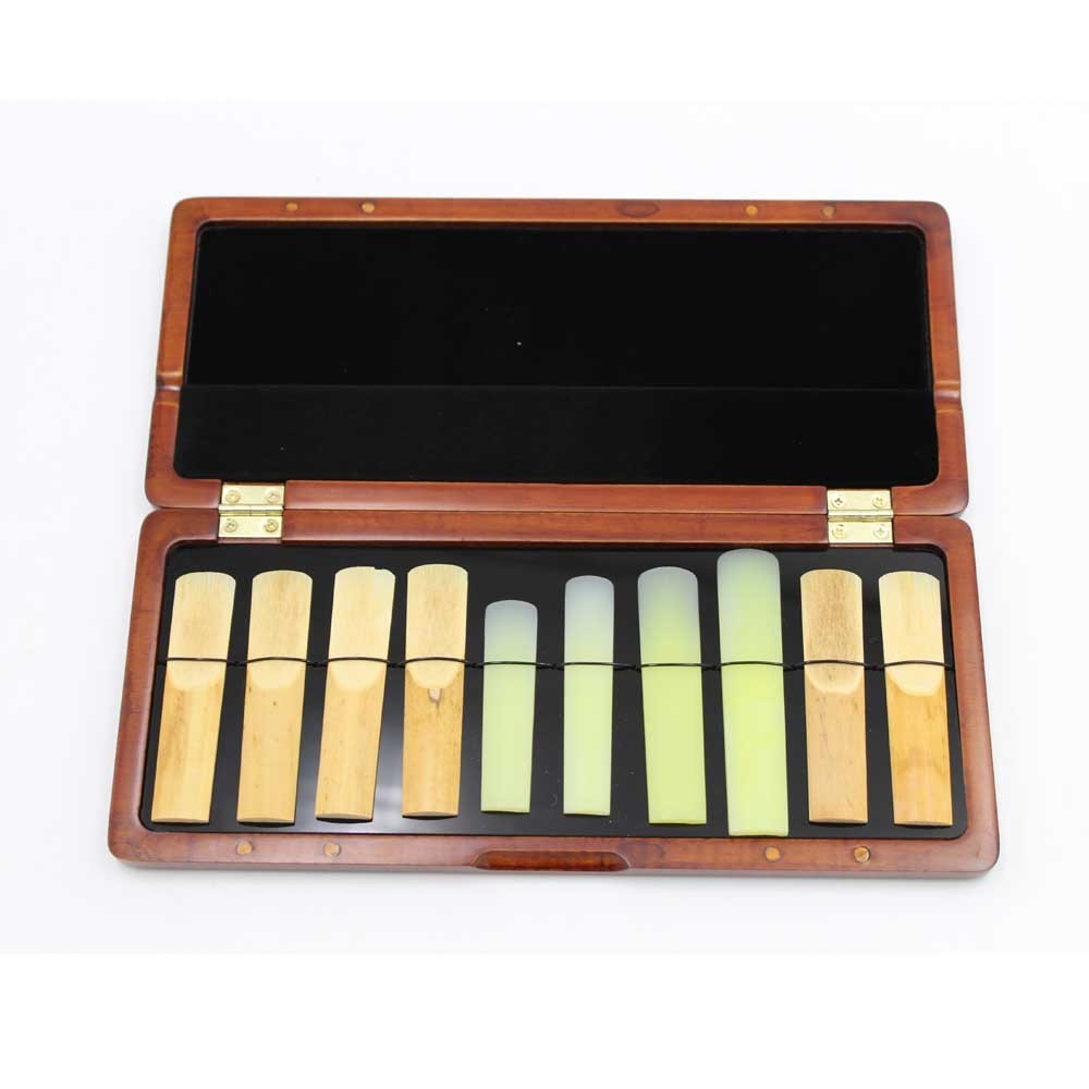 Easter music wood 10pc reed Saxophone Reed case with soft velvet lining