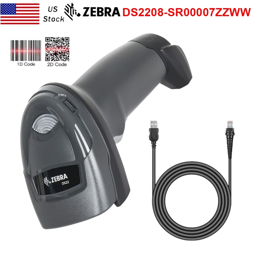 Zebra DS2208-SR00007ZZWW Handheld 1D 2D Barcode Scanner Reader With USB Cable US