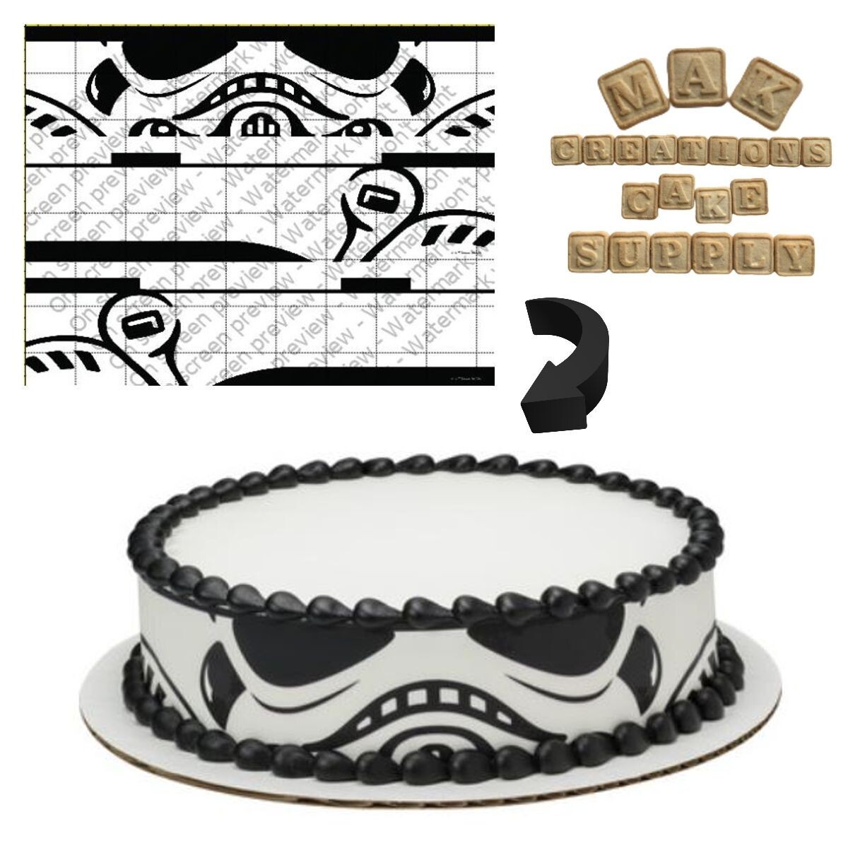 Star Wars Storm Trooper Edible Cake Strips ~ Edible Cake Wraps