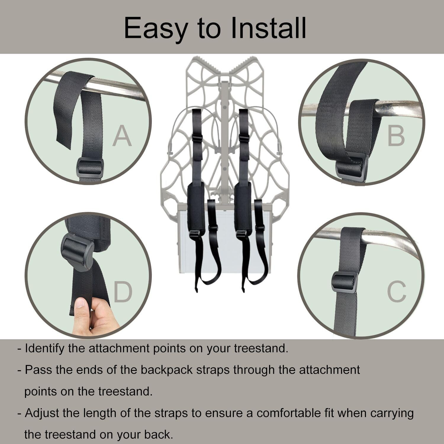 Tree Stand Transport System Lightweight Universal Backpack Carrier with Adjustab