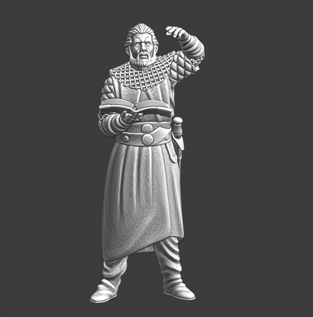 Northern Crusades Miniatures Medieval Knight Reading Preaching from Book 28mm +