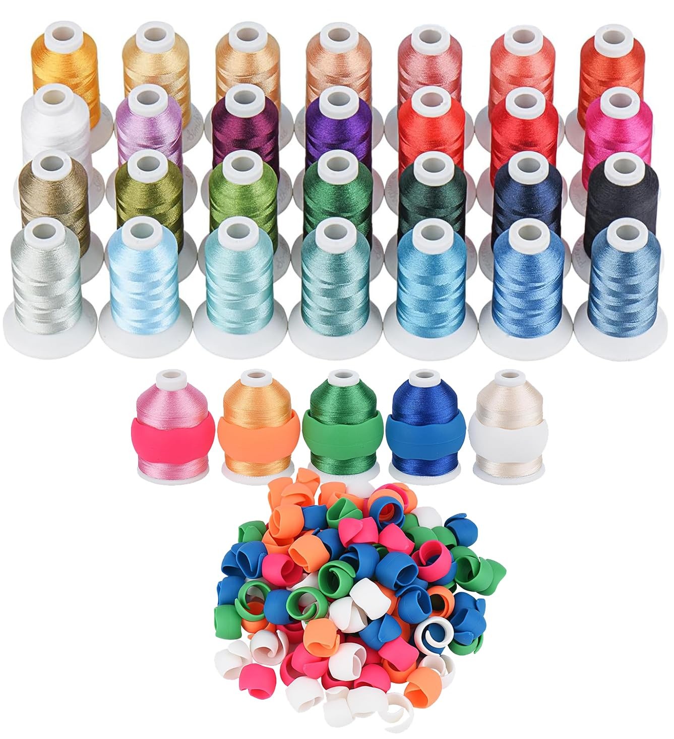 28 Colors Embroidery Machine Thread Kit With Spool Huggers 500M Each