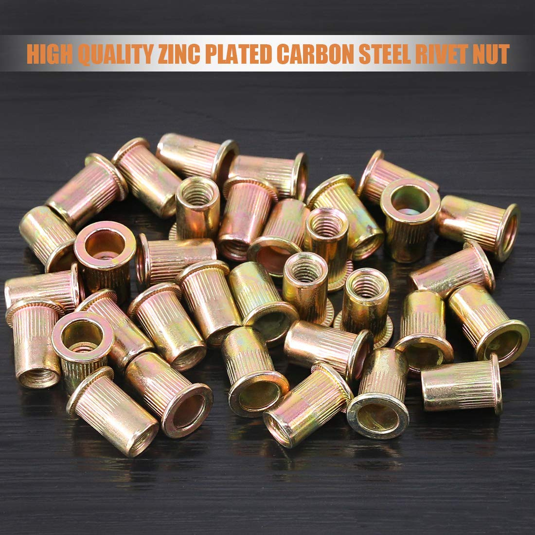 150Pcs M6 Rivet Nuts Metric Zinc Plated Rivet Nut Carbon Steel Rivet Nut Flat...