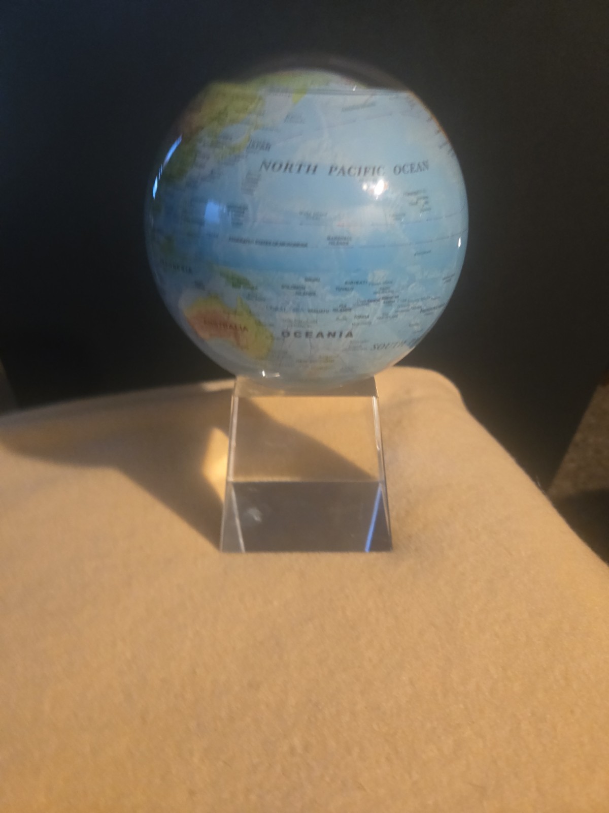 MOVA 4" Ocean Blue Relief Map Rotating Globe with Square Crystal Base