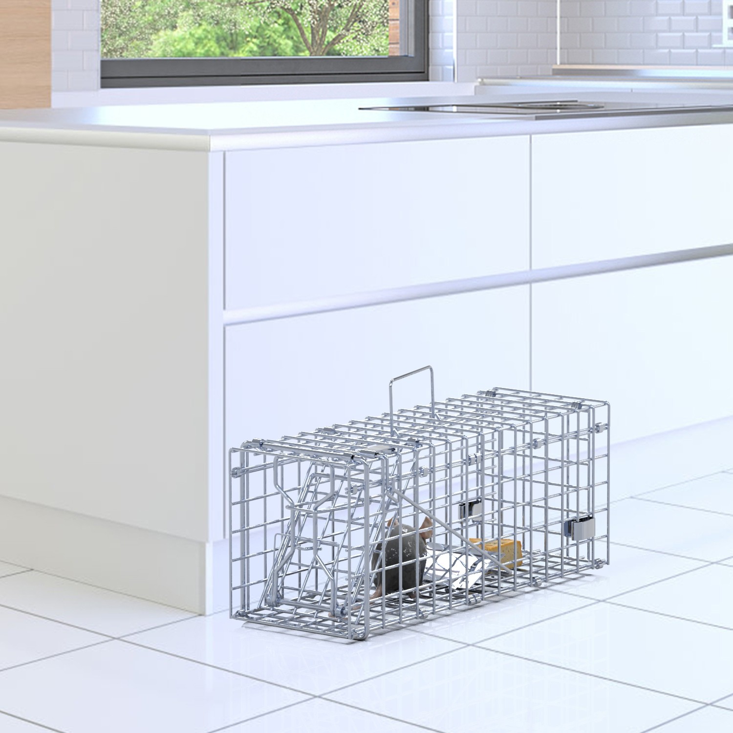 2-Pack Humane Rat Trap Cage - Foldable Live Mouse Traps for Indoor/Outdoor Use