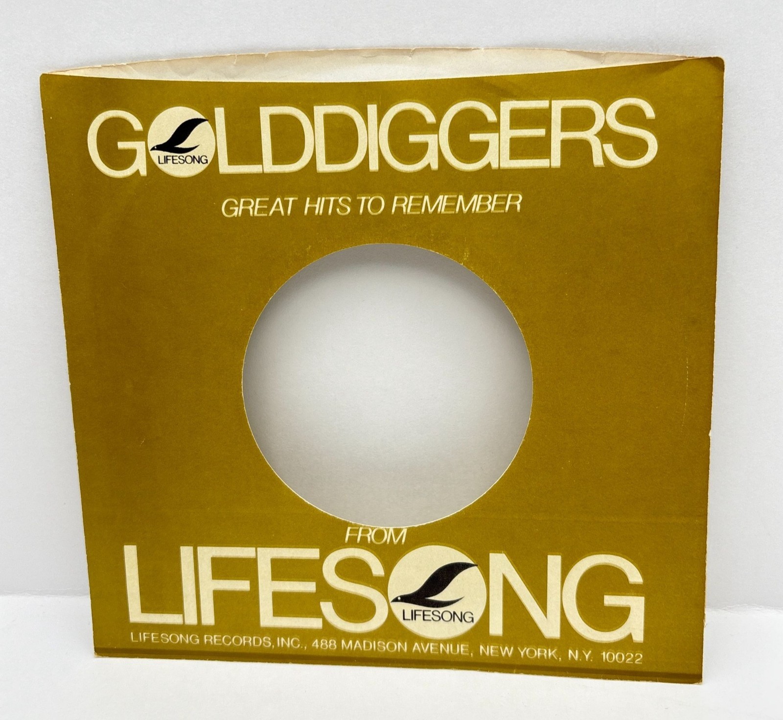 Lifesong Records Company Sleeve 45 RPM Vinyl Golddiggers Great Hits to Remember