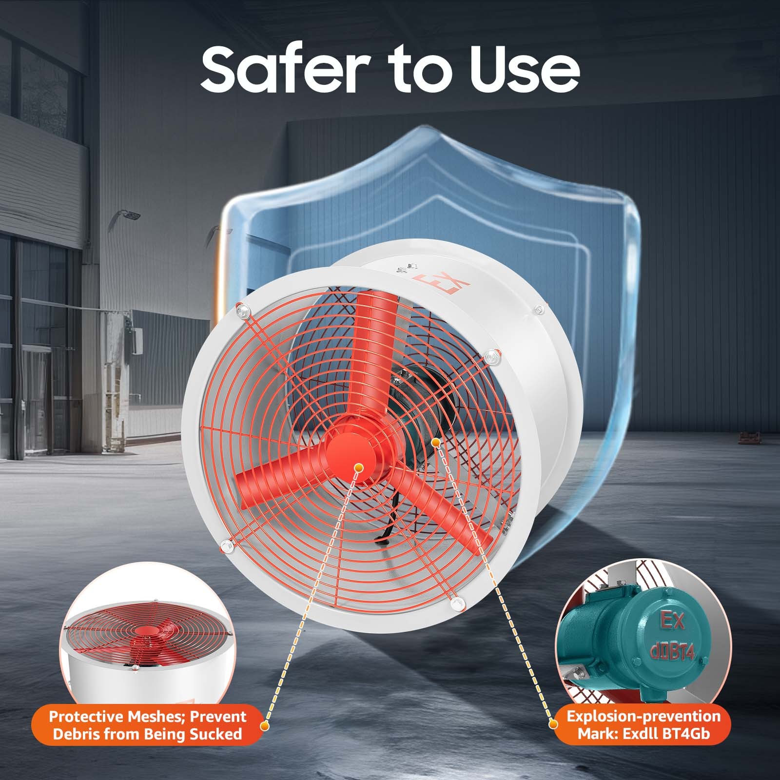 16" Explosion-Proof Axial Flow Fan Factory Warehouses Ventilation Exhaust 110V