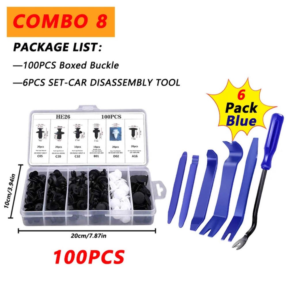100PCS Car Retainer Clips Push Rivet Fastener Bumper Trim Panel Kit