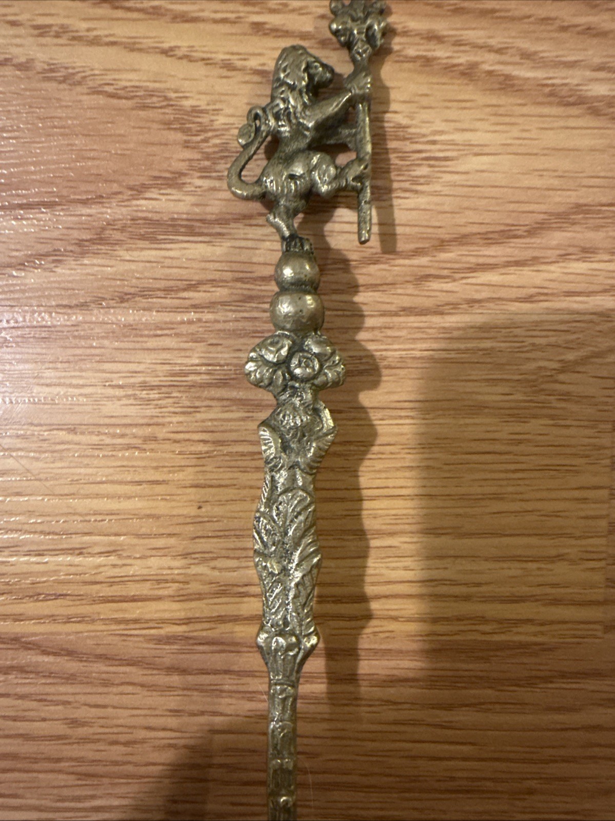 Ornate Brass Serving Spoon Fork Set Italy Cherub Design