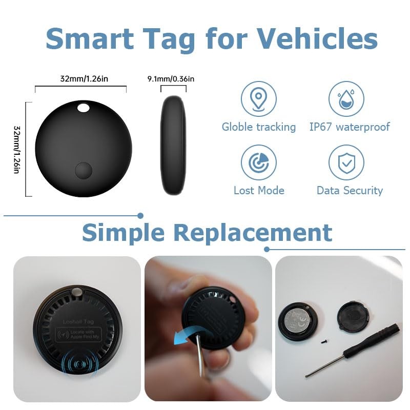 Mini GPS Tracker for Vehicles, No Month Fees, Bluetooth Tracker Tag