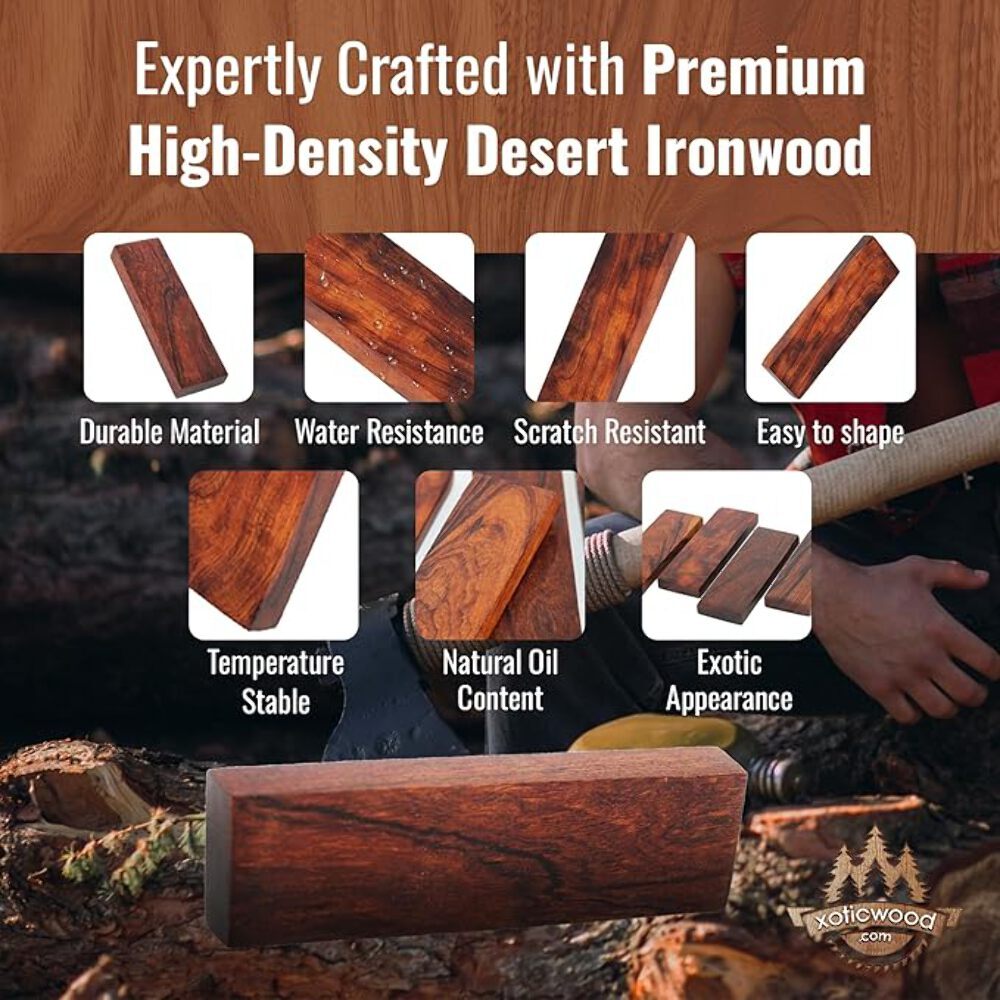 IECAP LLC 1 Pair Bookmatched Ironwood Knife Handle Scales – Natural Wood Knife S