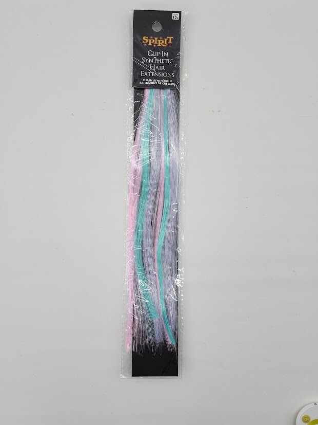 Costume Dress Up Hair Extension 2pk Pastel Pink Purple Blue Clip-In Synthetic