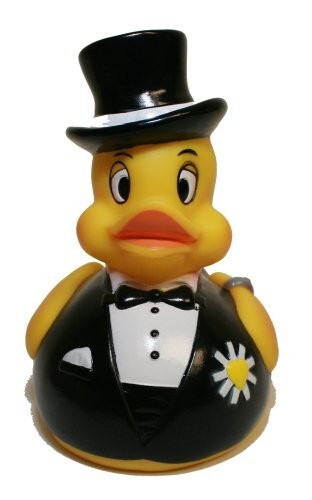 Groom Duck, Wedding Gift Squeaky & Floating Upright Bathtub Toy - Waddlers Brand