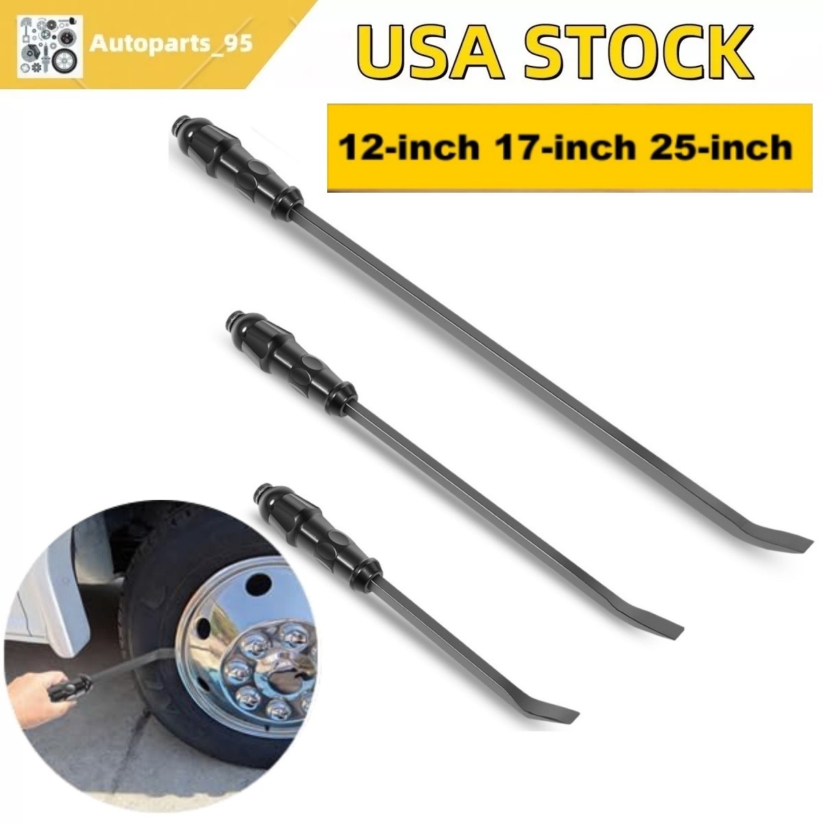 Angled End Handled Pry Bar with Striking Cap Set Steel (12, 17, 25 in.) 3-Piece