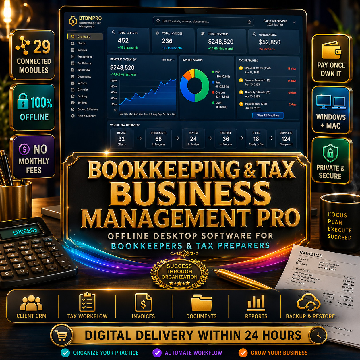 Bookkeeping & Tax Business Management Software Bookkeeper Tax Preparer Win/MAC