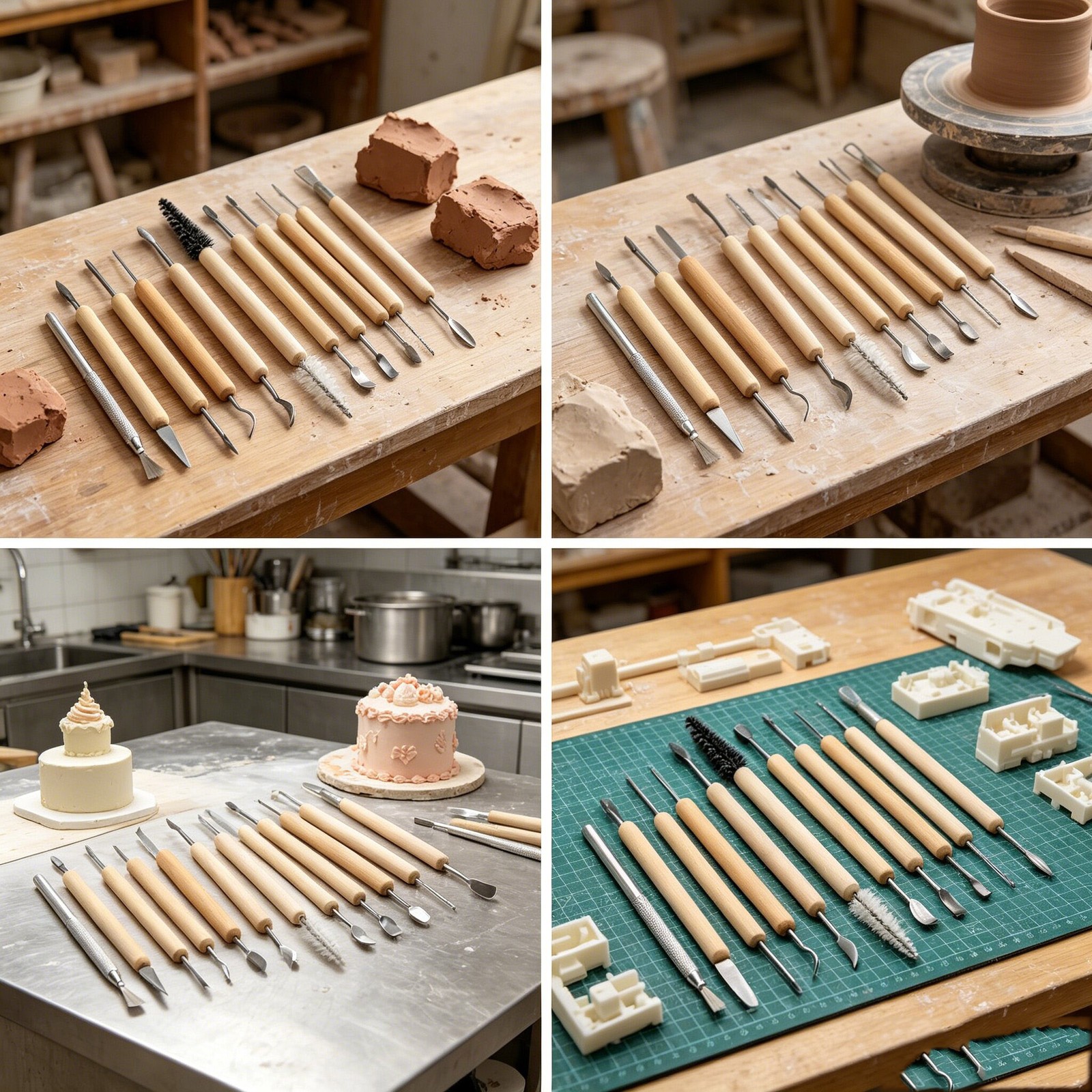 11Pcs Art Craft Clay Sculpting Set Wood Handle Pottery Carving Tools