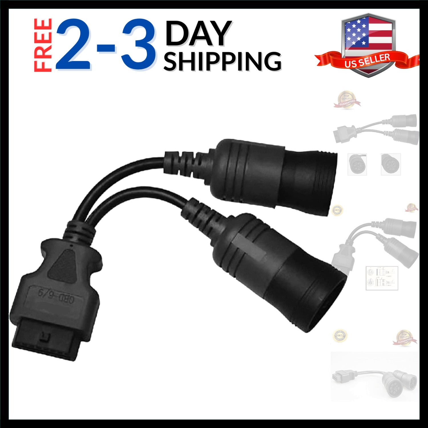 OBDII 6Pin 9Pin 6+9 J1708 J1939 Cable for Truck 6+9 to 16 Pin Black