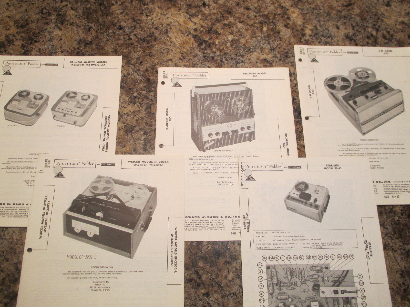 REEL TO REEL  lot of 5  reel to reels   gruddig + 4   photofact schematic  T13