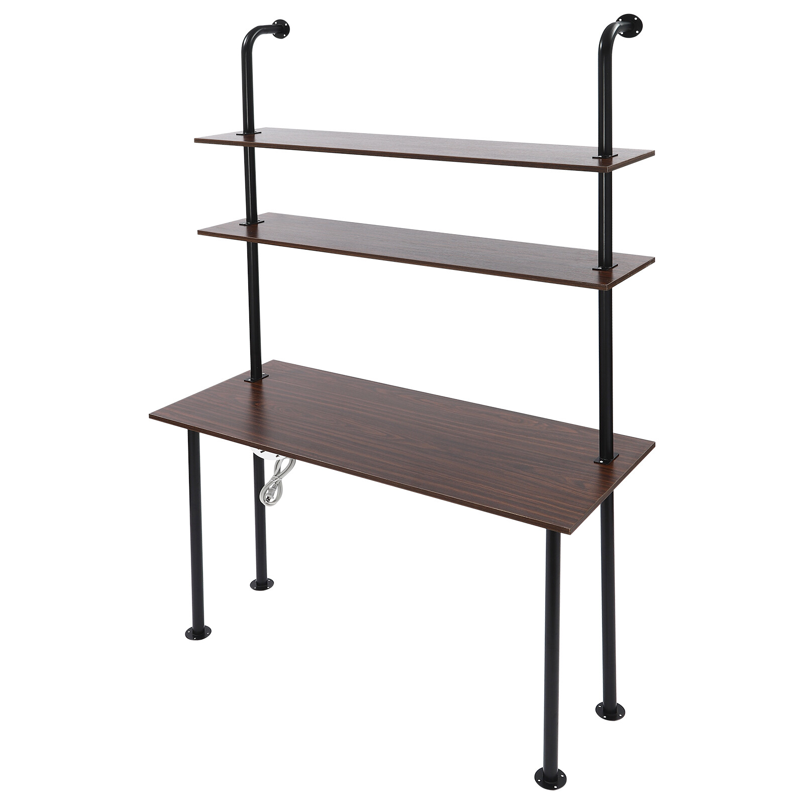 Wall Mounted Table Standing Desk Computer Laptop Desk W/Power Strip Modern Black