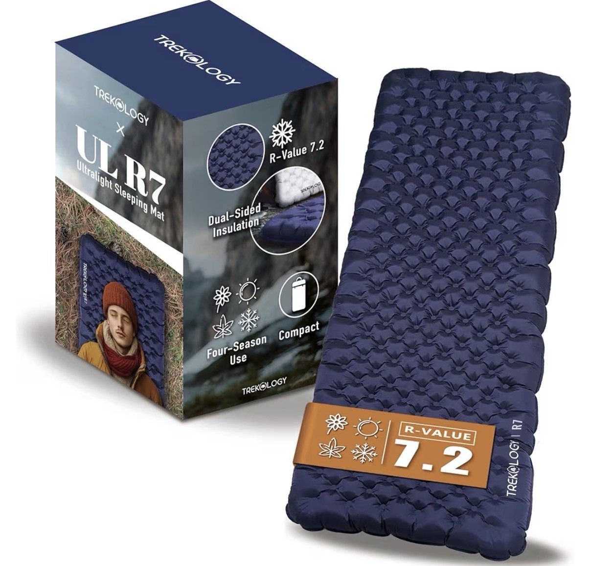 Trekology UL R7 Ultralight Insulated Waterproof Air Pad Single Blue