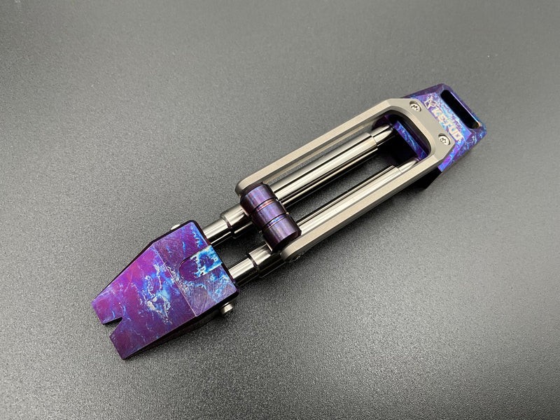 Ketuo Pocket Prybar Lightning Strike Anodized Finish Titanium With Lanyard Loop