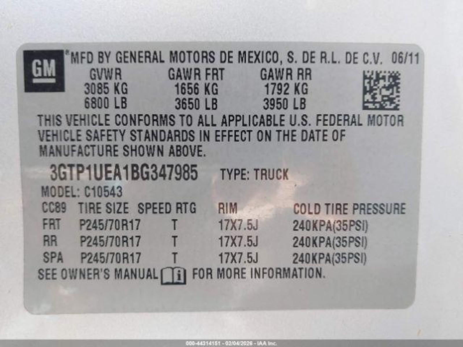 2011 GMC SIERRA 1500 PICKUP RR Door Trim Panel