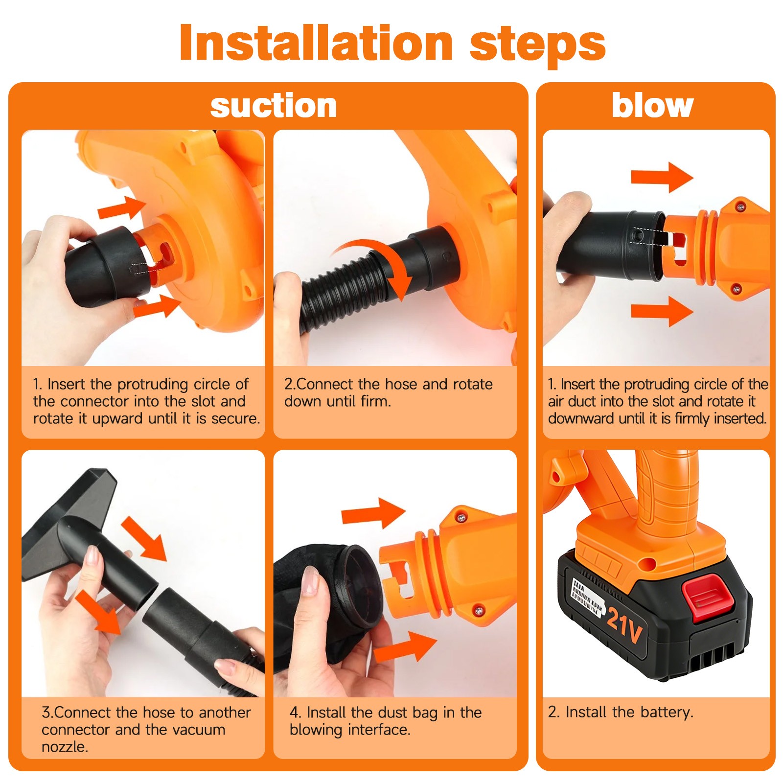 Cordless Leaf Blower & Vacuum 160MPH & 19000RPM Air Snow Blower w/ 4.0Ah Battery
