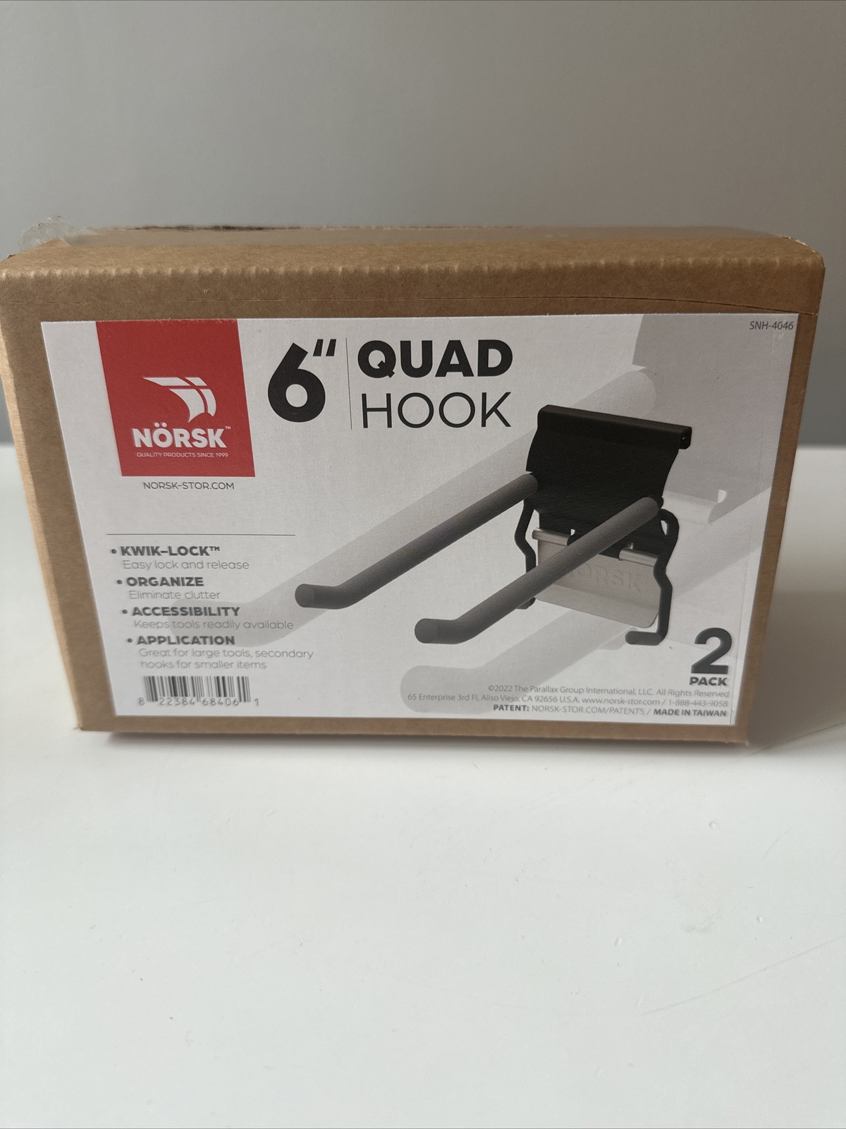 Quad Hook Slatwall 6 in Heavy-duty Welded Steel Easy Lock and Release (2-Pack)