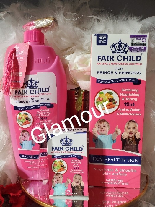 3pcs. Fair child Natural & moisturizing body milk, shower gel & bar soap