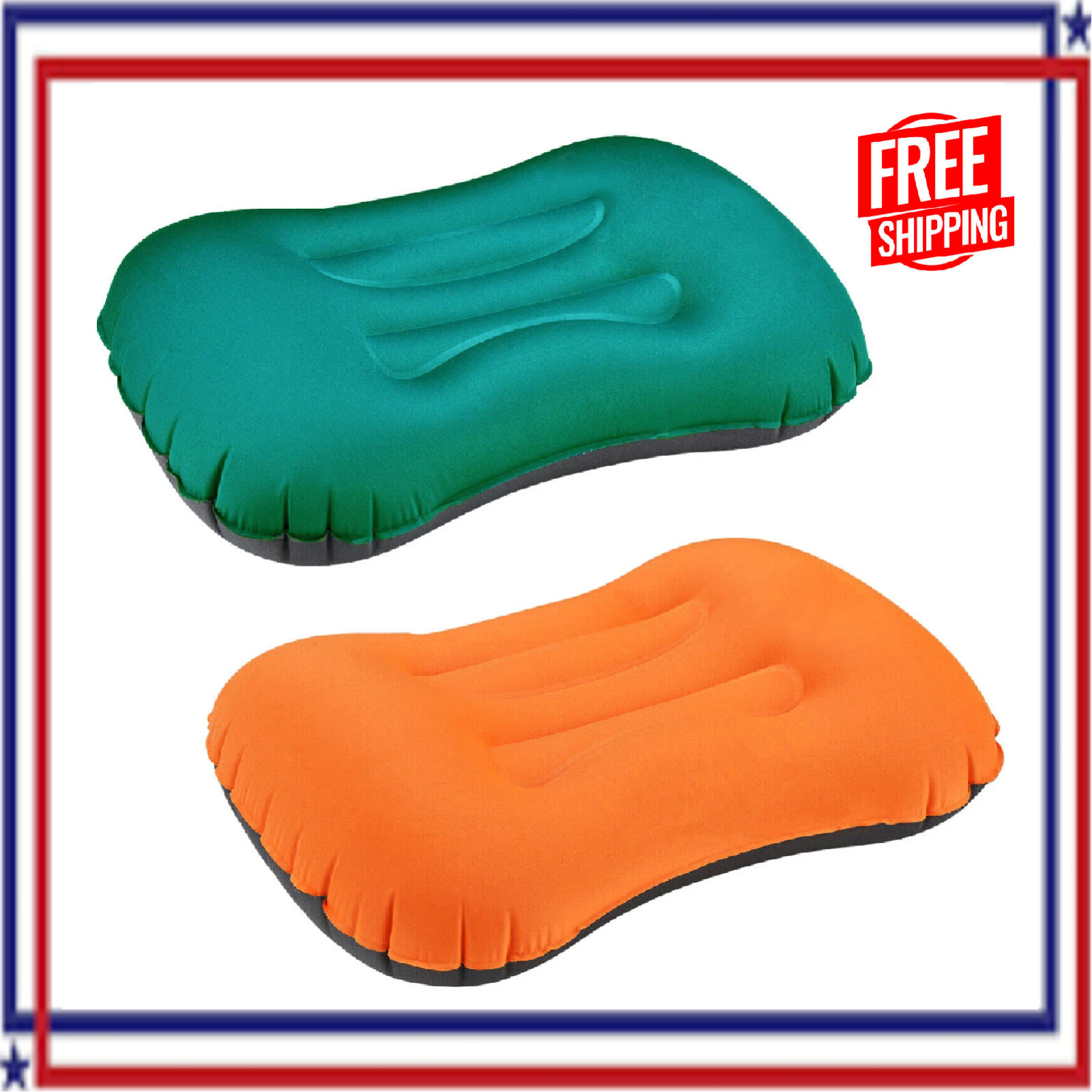 Portable Inflatable Neck Pillow Press to Inflate Travel Camping Air Cushion Wash