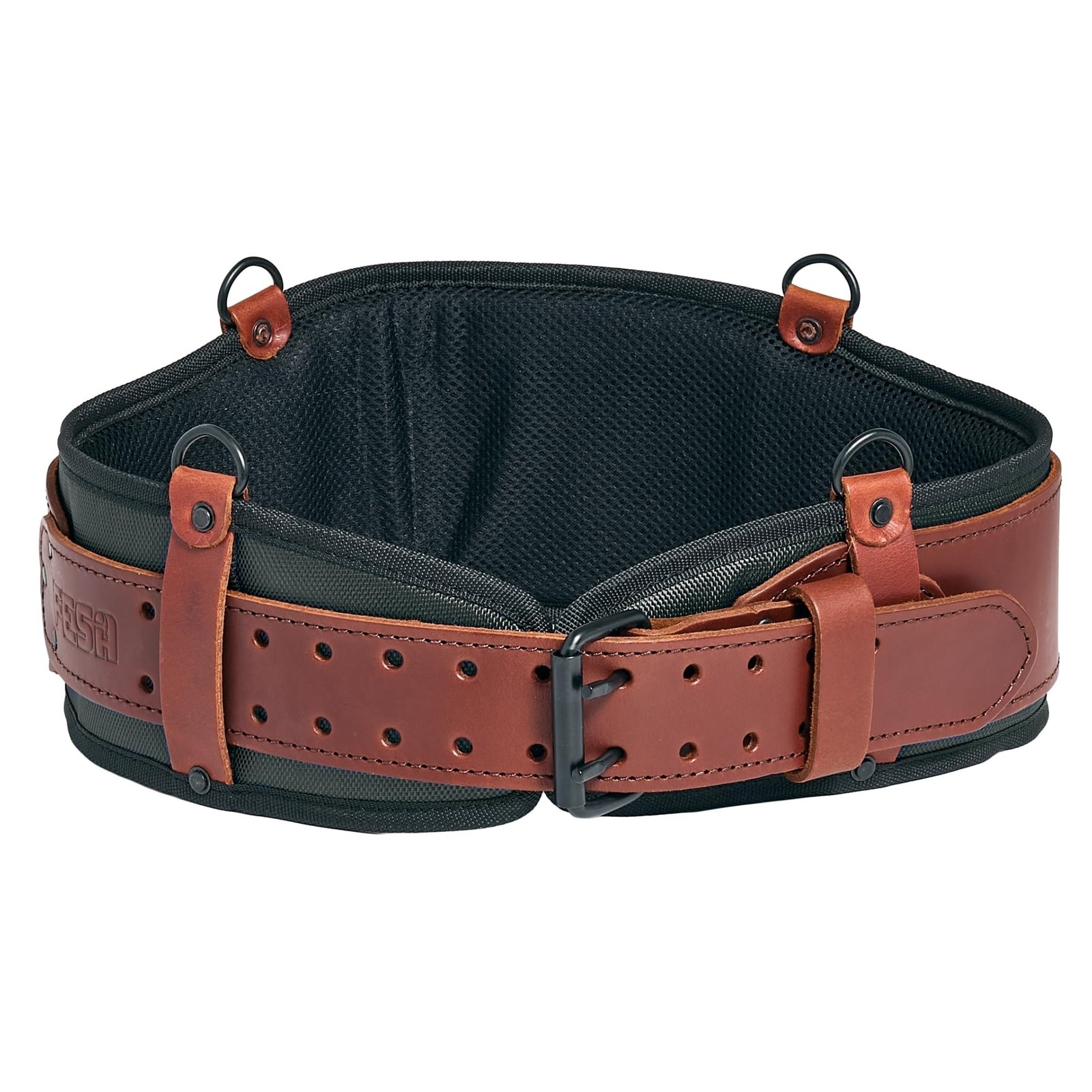 FESA Padded Leather Tool Belt Back Support Have D-rings For Suspenders CHERRY009