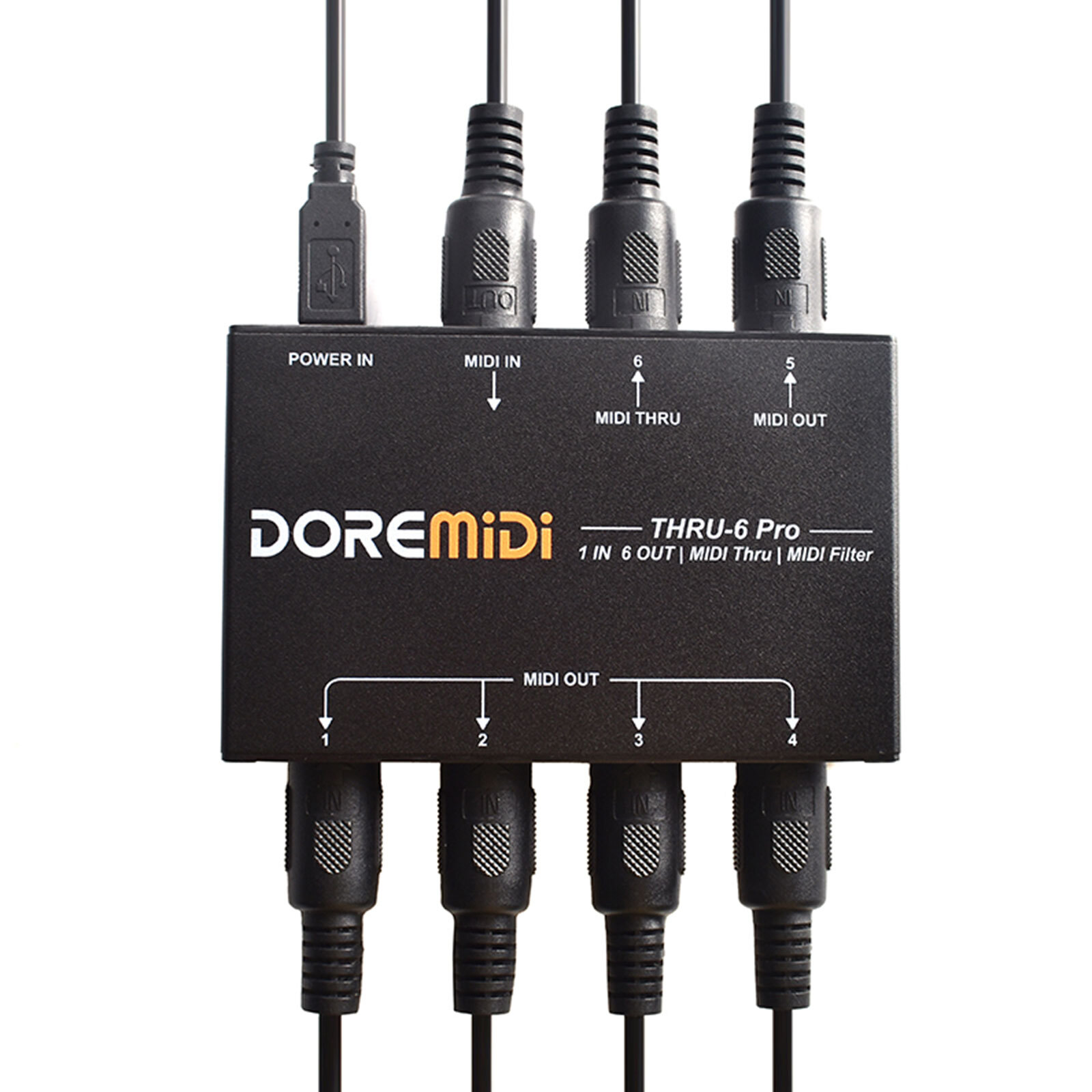 Professional 1 In 6 Out MIDI Thru Box THRU-6 Pro Splitter with Message Filter