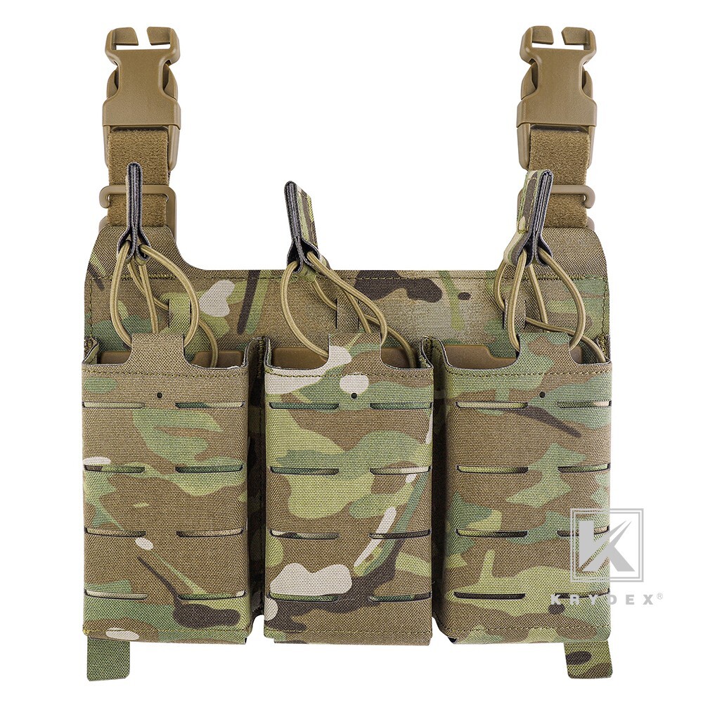 KRYDEX Tactical KTAR Front Flap 5.56 Triple Mag Pouch Placard Holder MC Camo