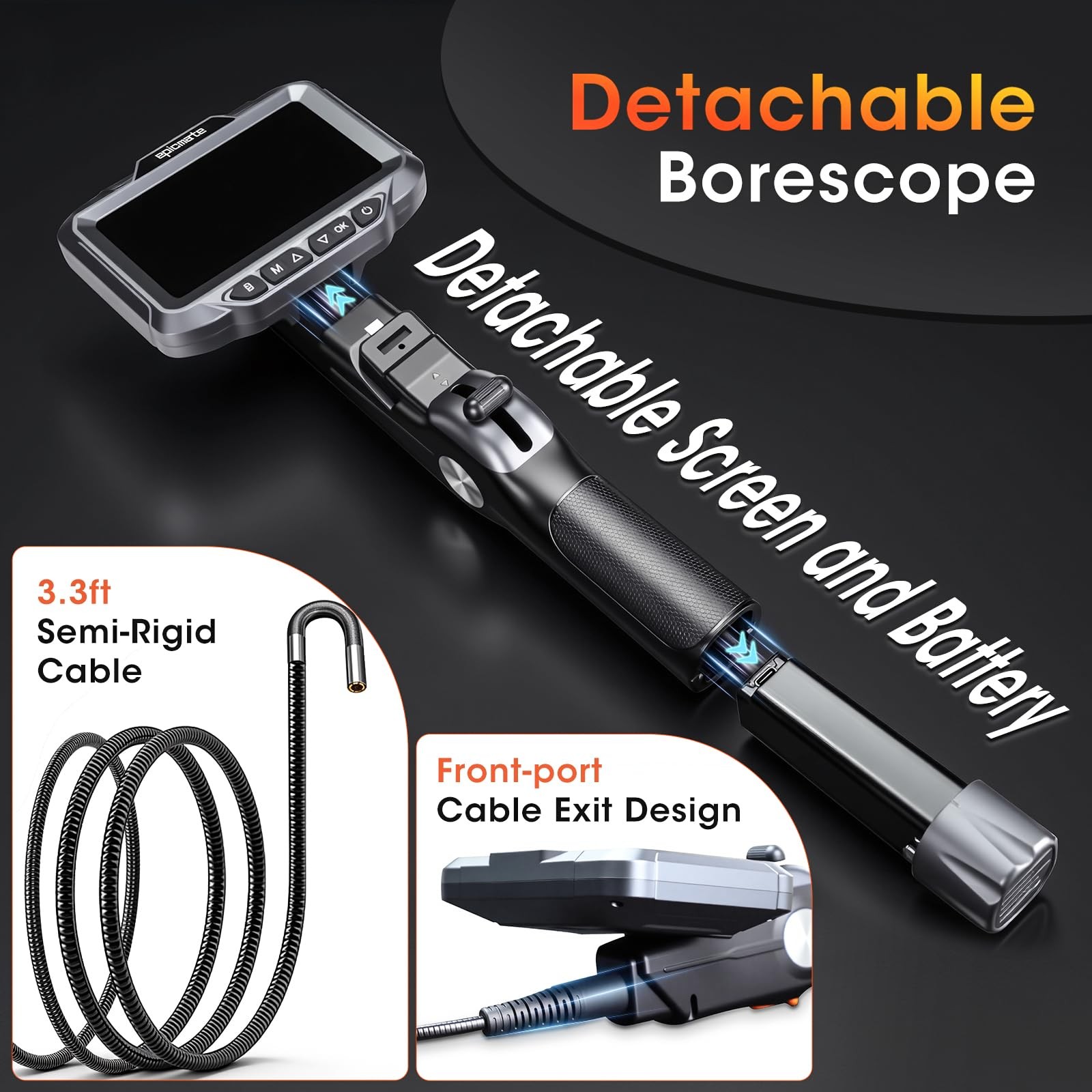 Inspection Camera with Light,1920P HD Industrial Endoscope with 5" IPS Screen...