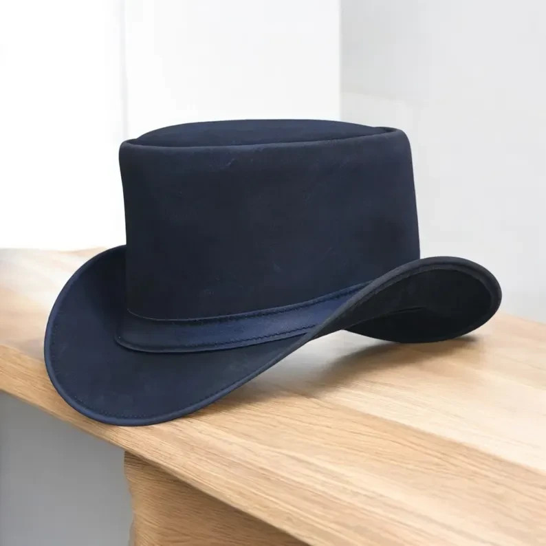 Mens Black Top Hat - Handmade Vintage Victorian Steampunk Formal Costume Hat