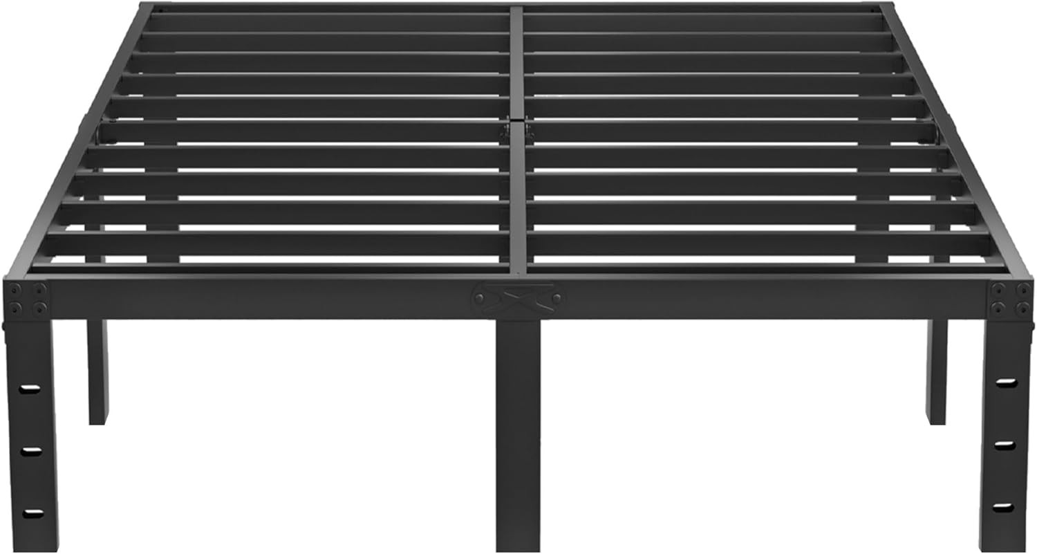 14 Inch Metal Bed Frame Twin Size Heavy Duty Bedframe W/ Headboard Black Basic
